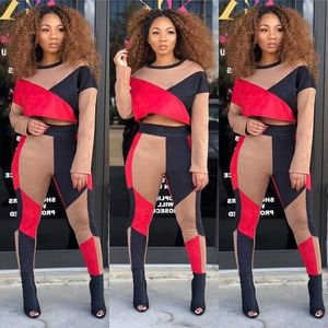 Top And Pants Multicolor Patchwork Two Piece Sets